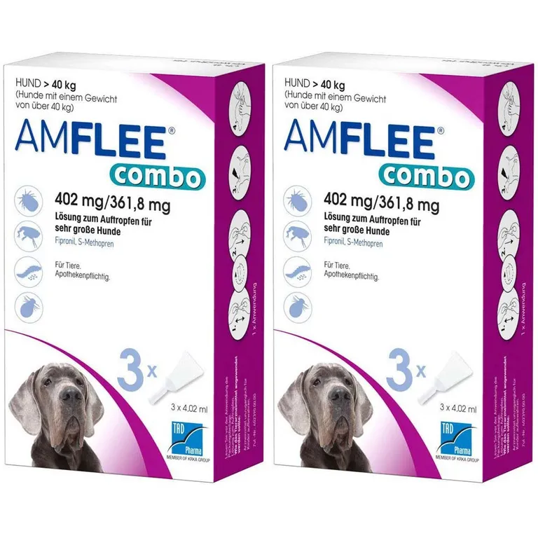 Amflee Combo im Doppelpack für Hunde mit einem Körpergewicht über 40kg als Lösung zum Auftragen.