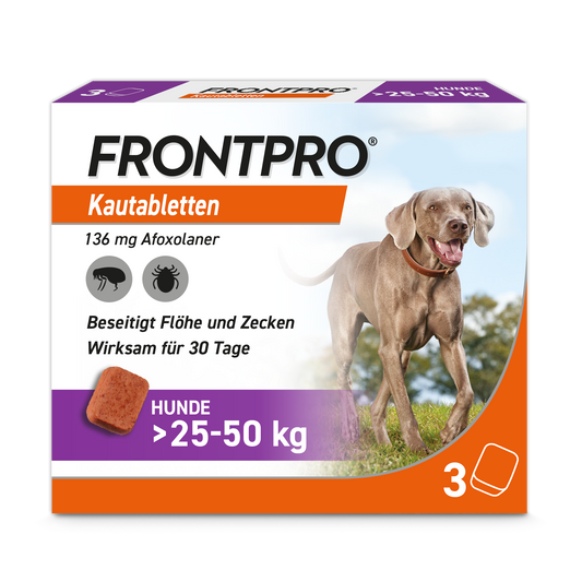 FRONTPRO® Kautablette von Boehringer/Ingelheim gegen Zecken und Flöhe bei Hunden (25-50kg) PZN 18654305